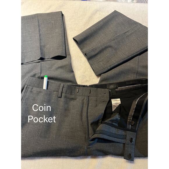 BR Banana Republic 40L 35x31 Slim Steel Blue Italian Marzotto Wool Suit - Picture 7 of 16